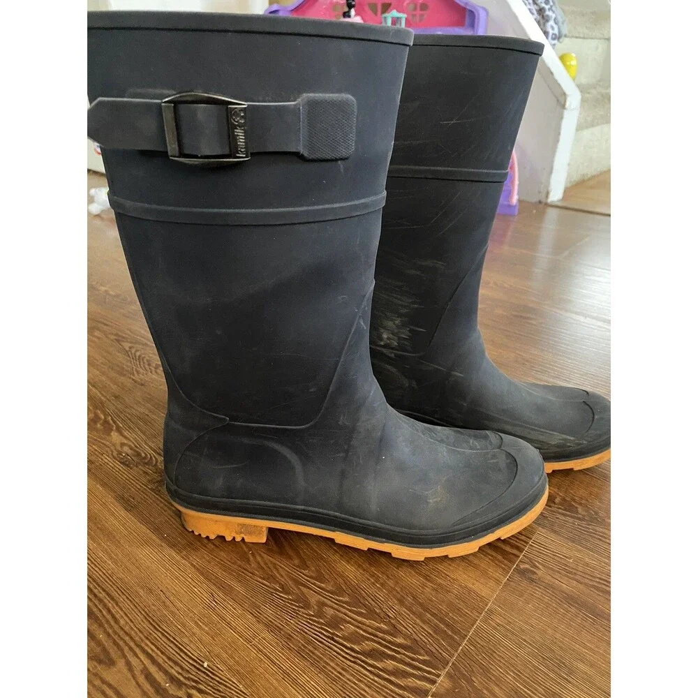 Kamik Kids Youth Classic Stomp Rubber Waterproof Rain Boot Black Size 5 Unisex